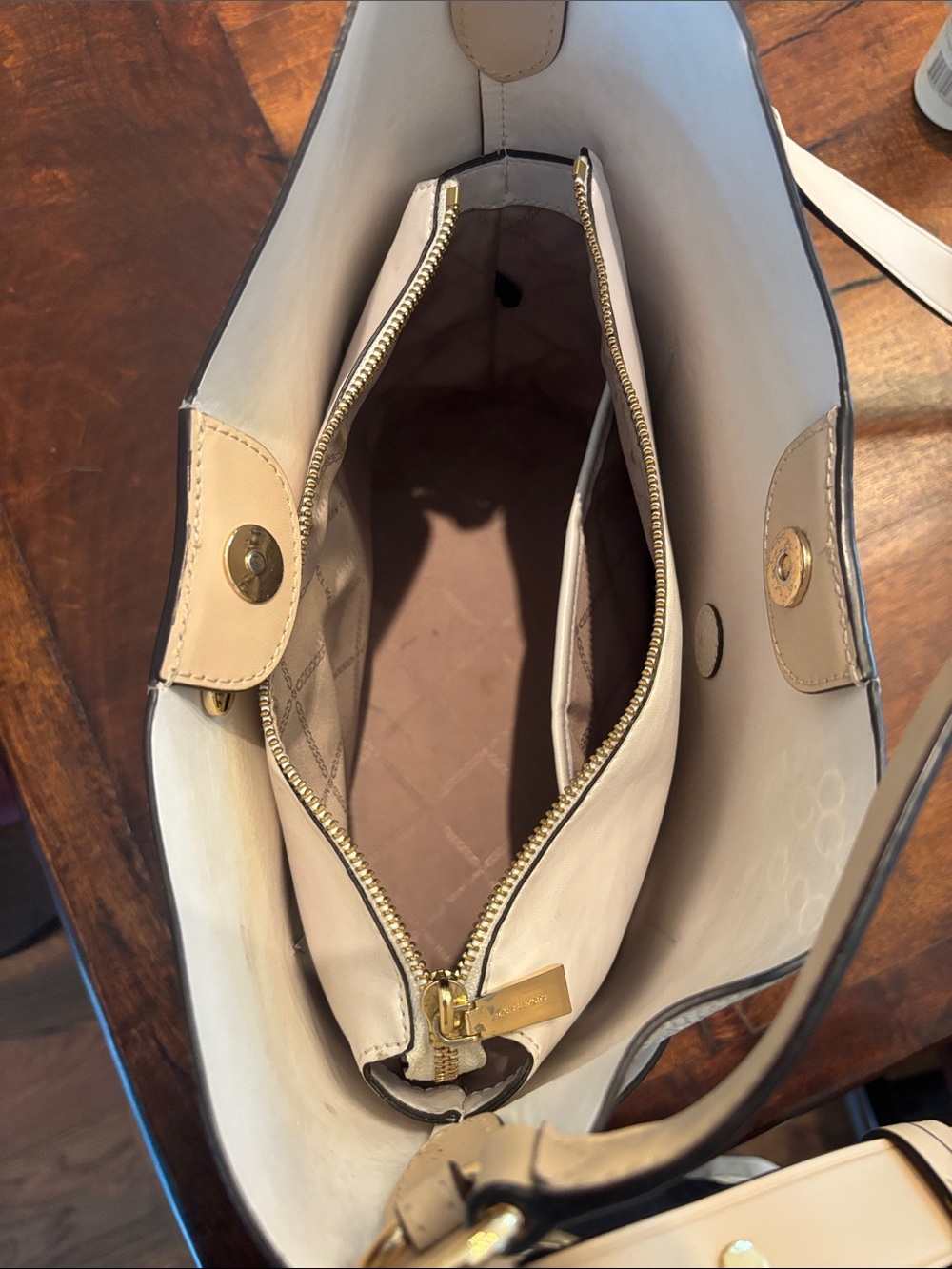 Michael Kors Cream Pebbled Leather Shoulder Hobo - Picture 10 of 16